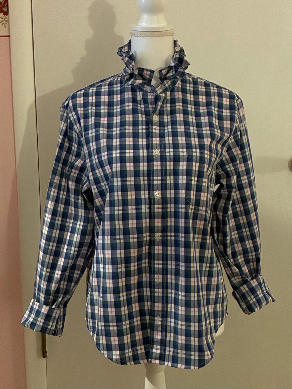 Up cycled J. Crew ruffled collar Girly shirt - Picture 2 of 5